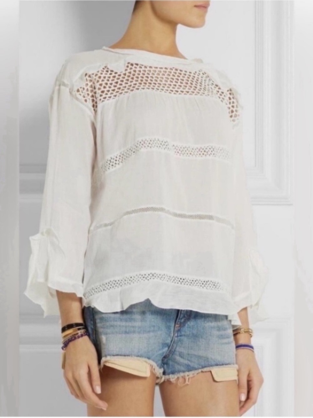 Isabel Marant Etoile
Cadix Crochet Panelled white Cotton
Blend Top size 34